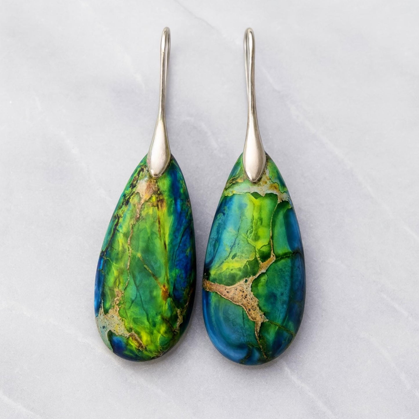 Boho teardrop earrings with Jasper stone