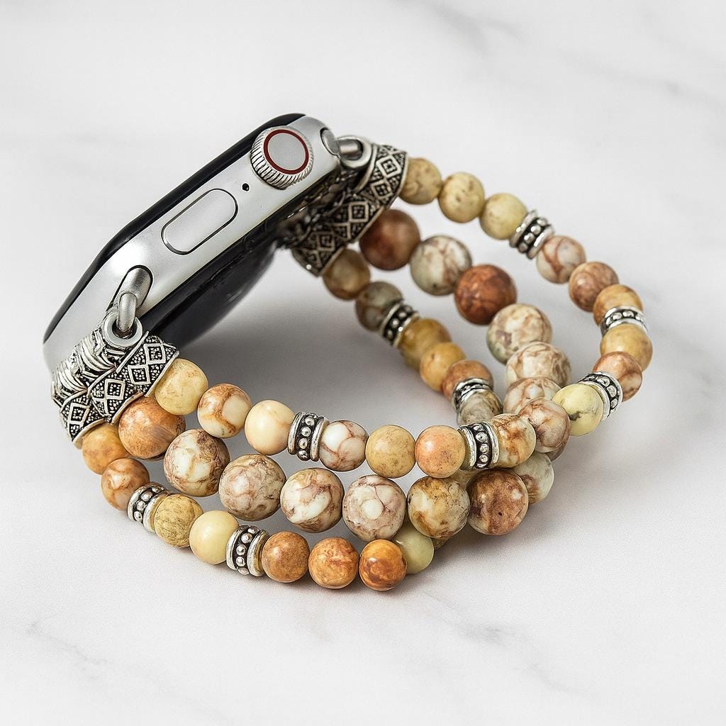 Beaded Gemstone Watch Band Bracelet