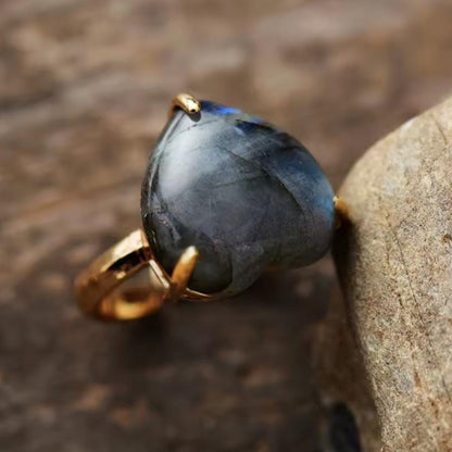 Labradorite Heart Ring