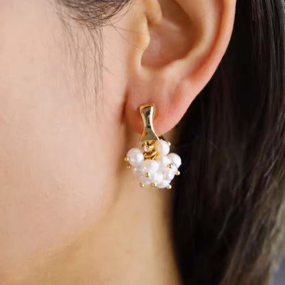 Hoop Earrings with Pearls or Zircon Beads