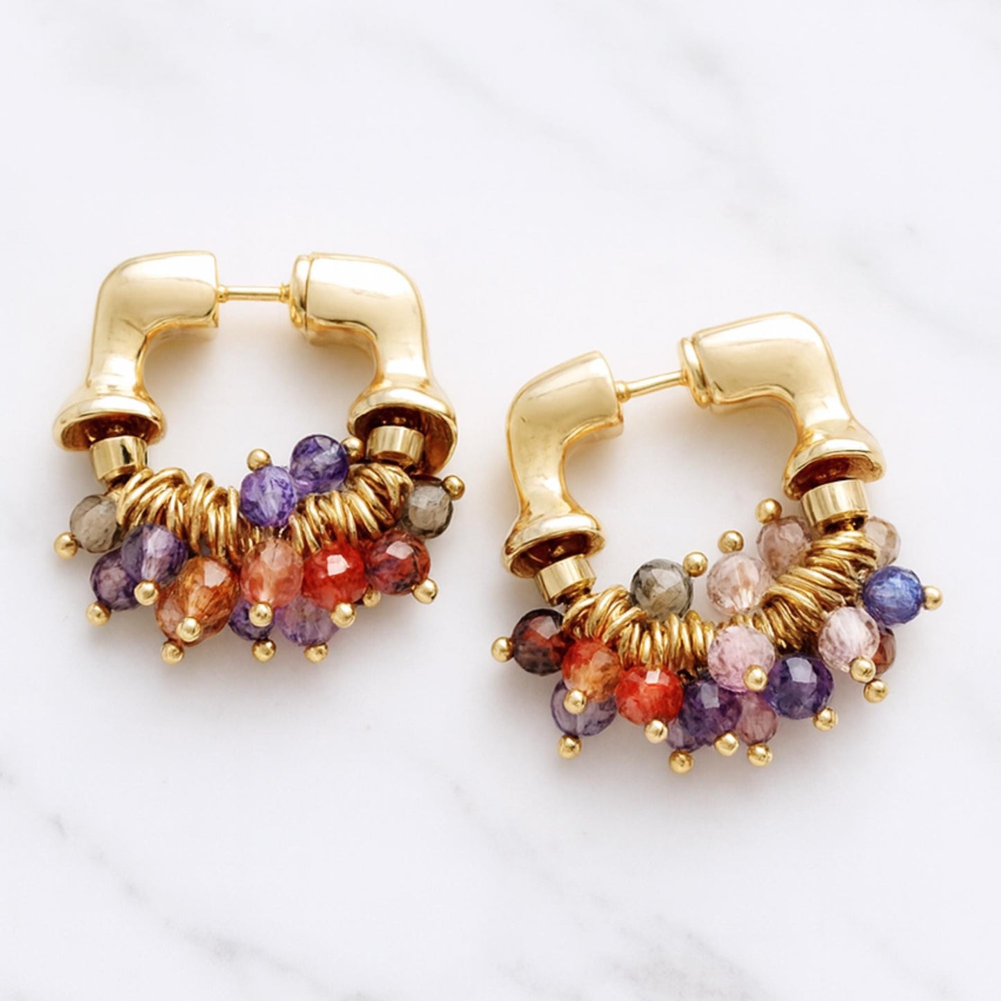 Hoop Earrings with Pearls or Zircon Beads