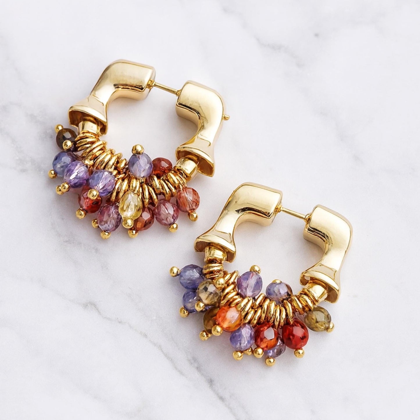 Hoop Earrings with Pearls or Zircon Beads