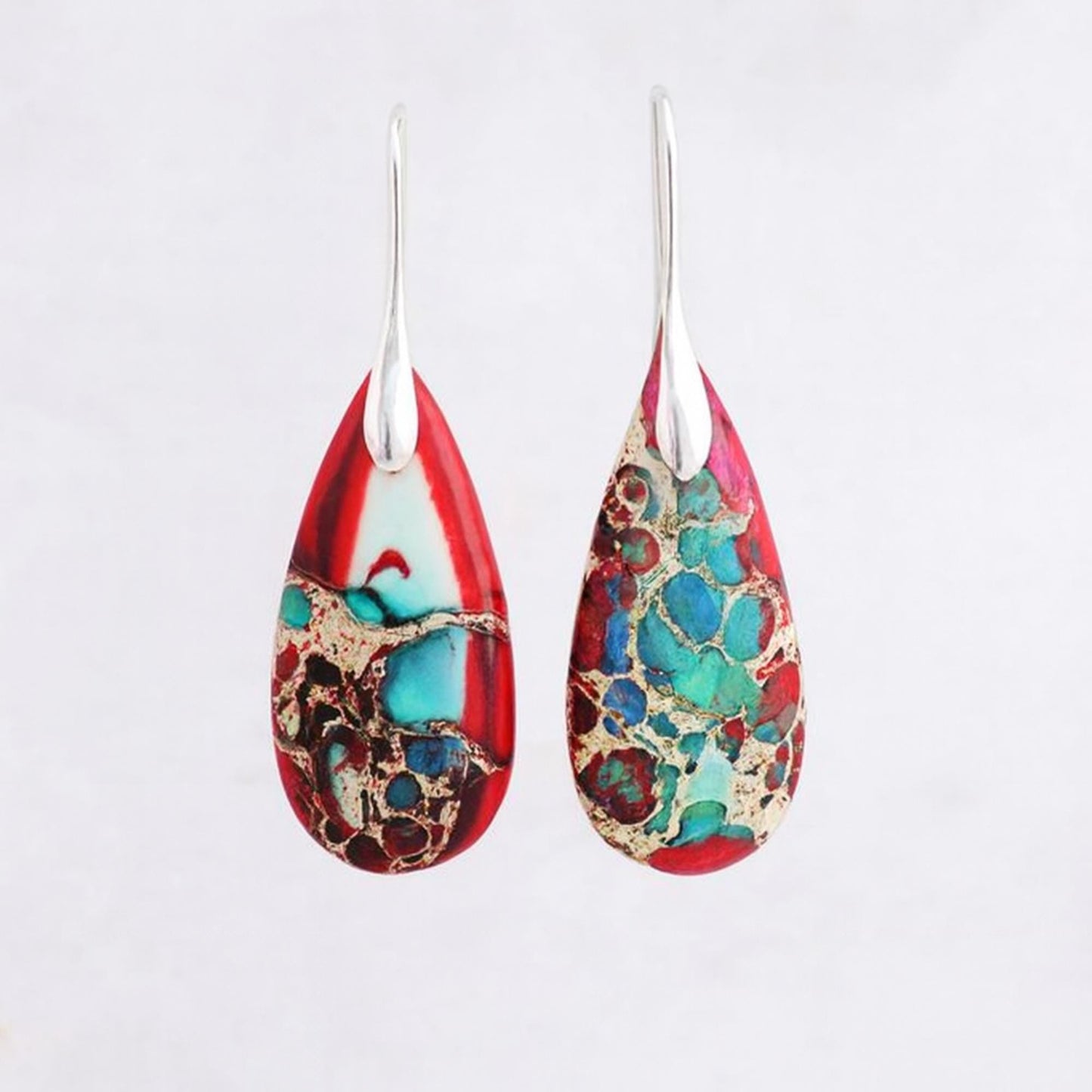 Boho teardrop earrings with Jasper stone