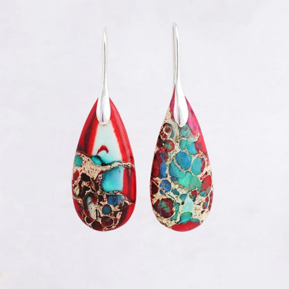 Boho teardrop earrings with Jasper stone