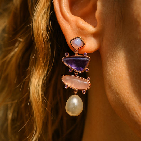 Boho Dangle Earrings with Natural Gemstones