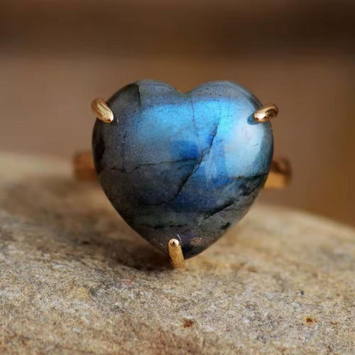 Labradorite Heart Ring