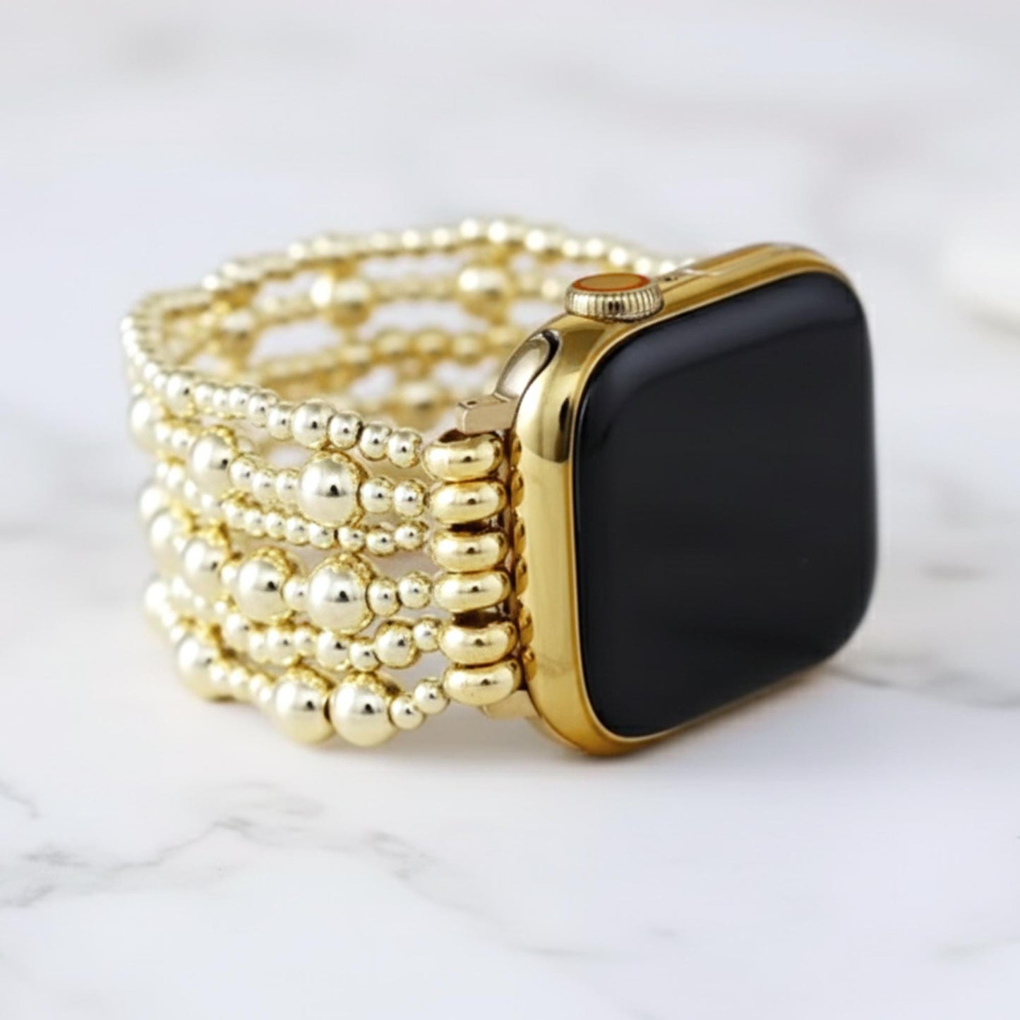 Gold Beaded Smartwatch Band