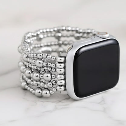 Silver Beaded Smartwatch Band