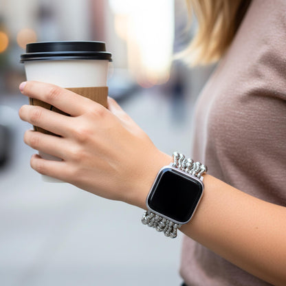 Silver Beaded Smartwatch Band