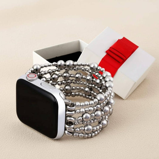 Silver Beaded Smartwatch Band
