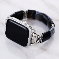 Black Agate Watch Band | Natural Stone Bracelet | Women Gift