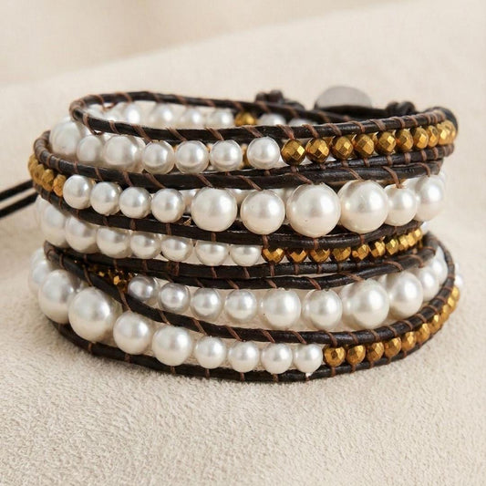 Pearl Leather Wrap Bracelet