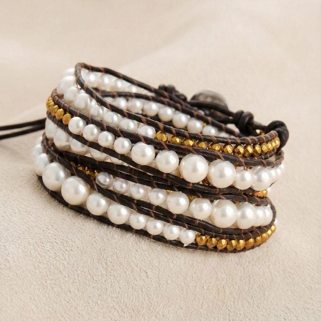 Pearl Leather Wrap Bracelet