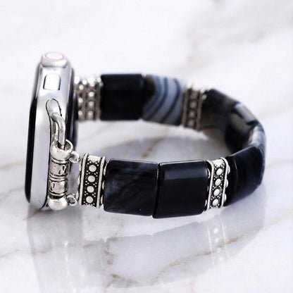 Black Agate Watch Band | Natural Stone Bracelet | Women Gift