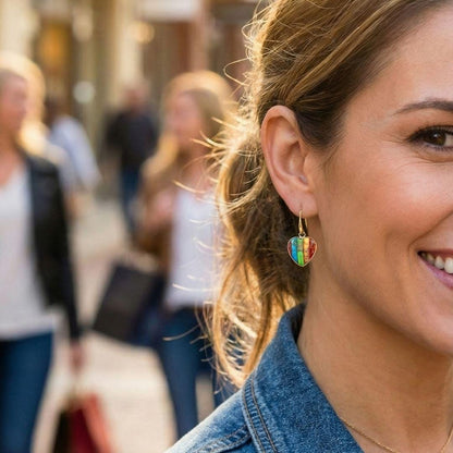 Heart Stone Drop Earrings in Gold Tone with Colorful Natural Stone for Everyday Boho Style