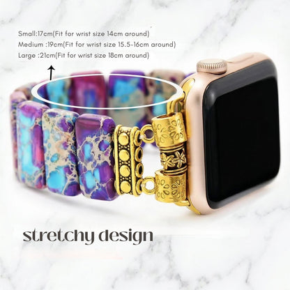 Purple Jasper Boho Apple Watch Band – Gold Tone Stone Strap