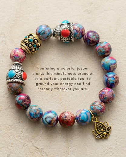 Imperial Jasper Lotus Charm Bracelet