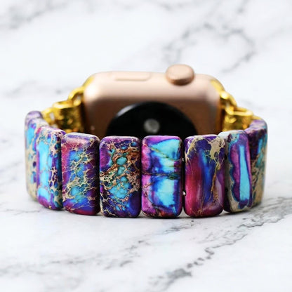 Purple Jasper Boho Apple Watch Band – Gold Tone Stone Strap