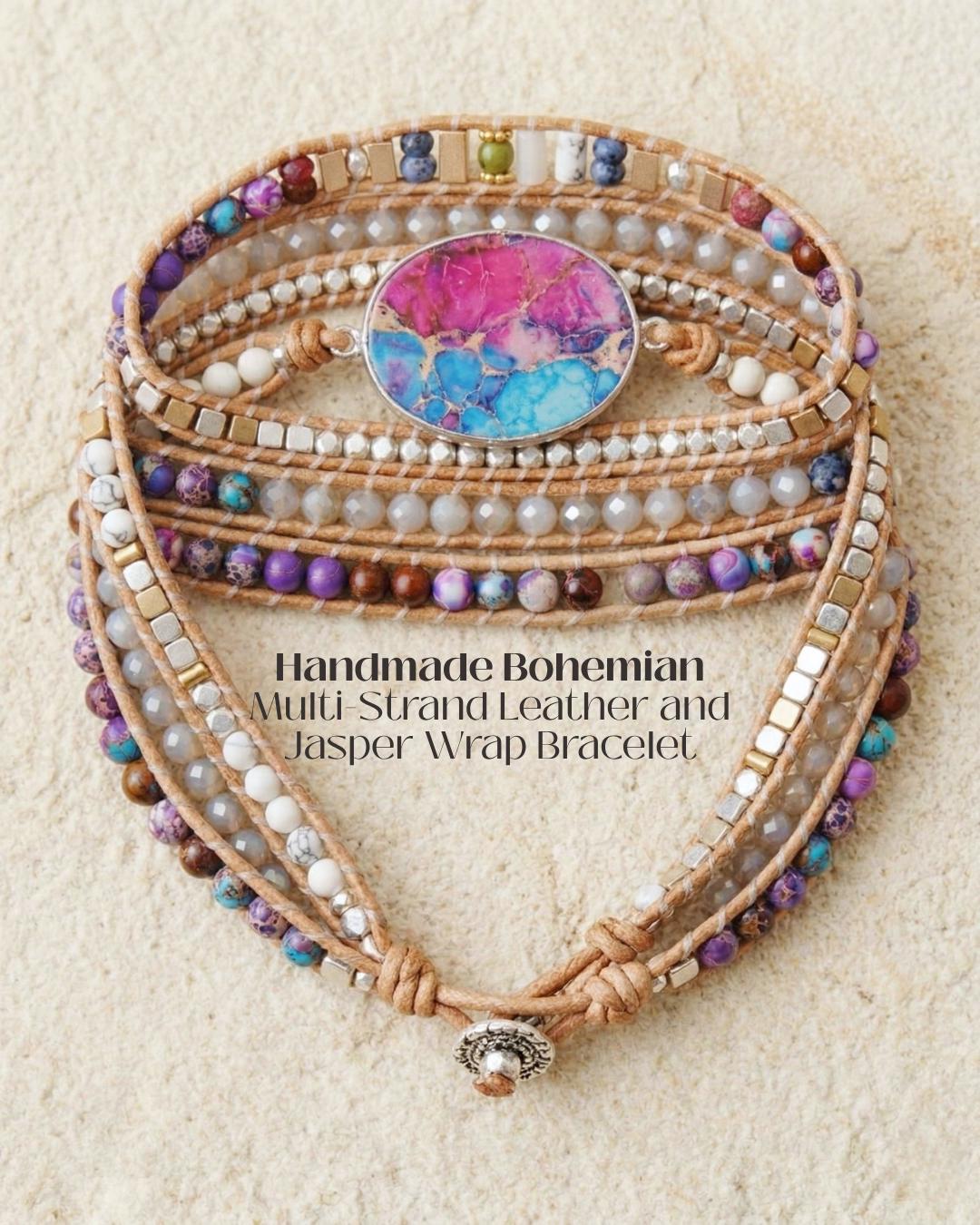 Imperial Jasper Leather Wrap Bracelet