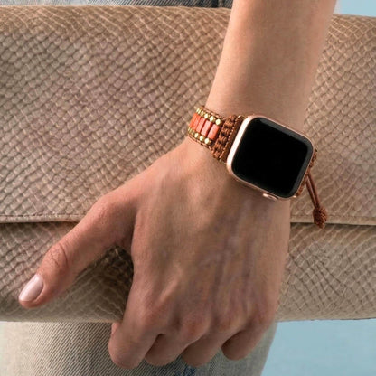 Orange Jasper Apple Watch Band – Boho Adjustable Stone Bracelet