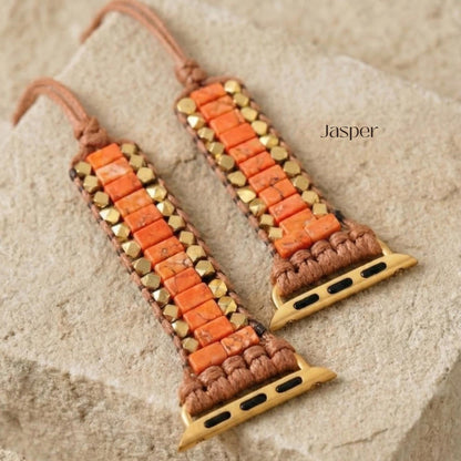 Orange Jasper Apple Watch Band – Boho Adjustable Stone Bracelet