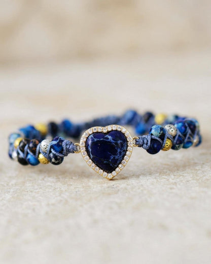 Jasper Heart Charm Bracelet