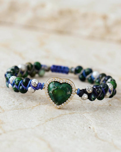 Jasper Heart Charm Bracelet