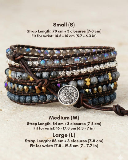 Black Onyx Vegan Leather Wrap Bracelet