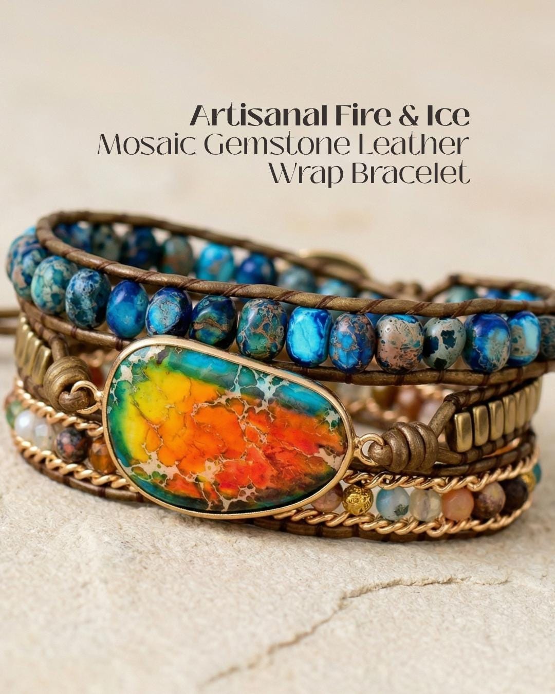 Imperial Jasper Beaded Wrap Bracelet
