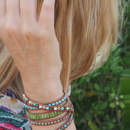 Turquoise & Aventurine Wrap Bracelet